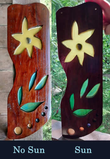 Yellow Flower Epoxy and wood Sun Catcher | Island Art Bocas